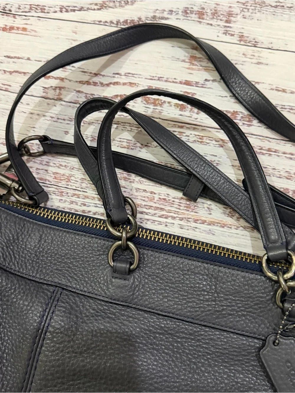 Coach Black Pebbled Leather Satchel / Shoulder Bag with Crossbody Strap